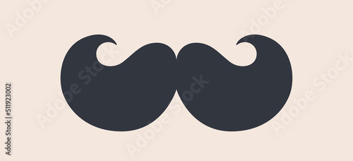 Black mustaches. Silhouette black vintage moustache isolated on white background. Symbol of Fathers day, sign for Barber Shop. Retro curly hipster moustaches, old fashion style. Vector illustration