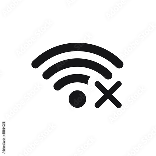 No connection. Wifi disconnected icon. No signal. Vector graphic illustration. Simple wi-fi wave symbol, no wireless internet connection stock image. web connection lost