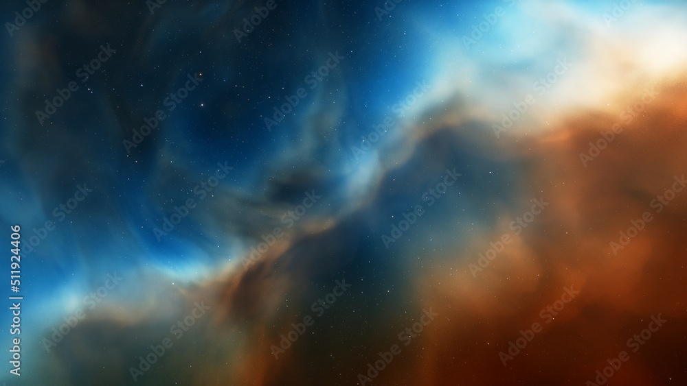 Fototapeta premium Space nebula, for use with projects on science, research, and education. Illustration 