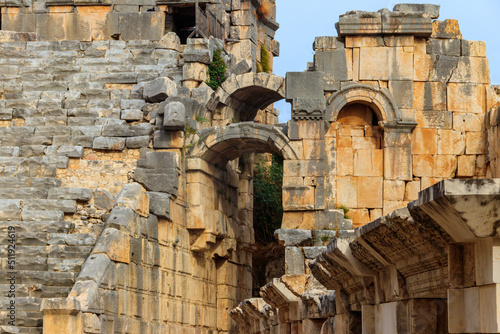 Ruins of ancient Greek-Roman theatre of Myra in Demre  Antalya province in Turkey