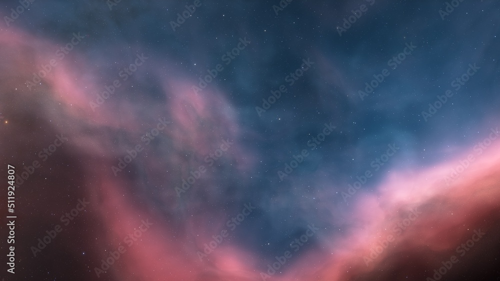 Fototapeta premium bright nebula, nebula in space, majestic red-purple nebula, beautiful space background 3D render 