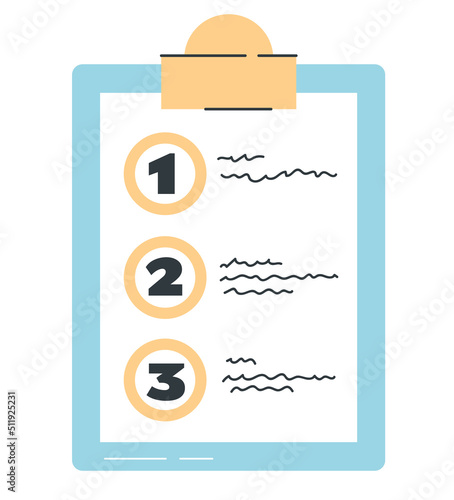 Clipboard checklist feedback isolated on white background concept. Vector flat graphic design element illustration