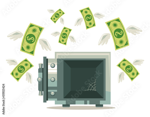 Financial crisis collapse problems money loss concept. Vector flat graphic design element illustration