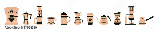 Foto Alternative coffee brewing methods and tools cliparts