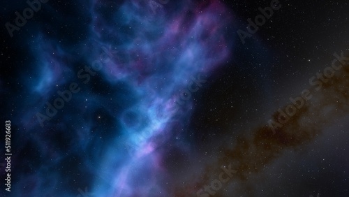 Deep space nebula with stars. Bright and vibrant Multicolor Starfield Infinite space outer space background with nebulas and stars. Star clusters, nebula outer space background 3d render 