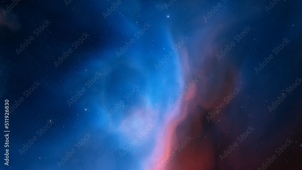 Fototapeta premium Deep space nebula with stars. Bright and vibrant Multicolor Starfield Infinite space outer space background with nebulas and stars. Star clusters, nebula outer space background 3d render