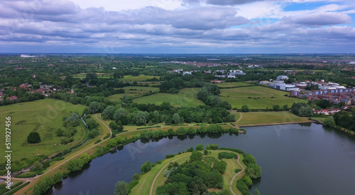 Gorgeous Aerial view of Caldecotte Lake Milton Keynes England, Zino
 photo