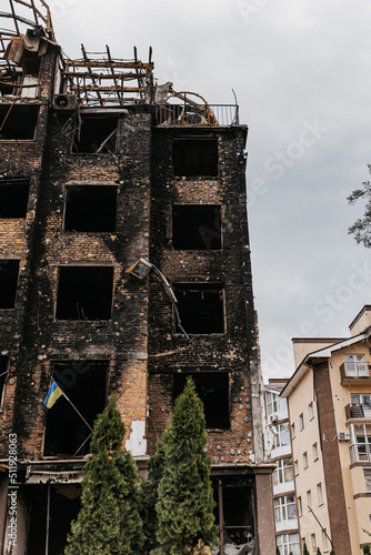 Houses and buildings destroyed in Ukraine due to the war