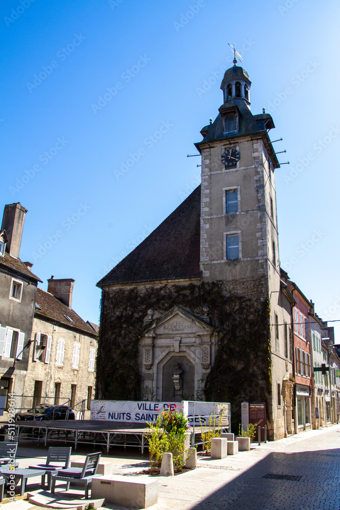 Nuits-Saint-Georges, France, 17 April 2022. The Belfry of Nuits-Saint-Georges is a 17th-century Flemish-inspired belfry in Nuits-Saint-Georges in Côte-d'Or in Burgundy-Franche-Comté..