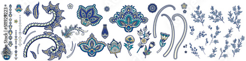 Set of Indian traditional paisley, vector elements