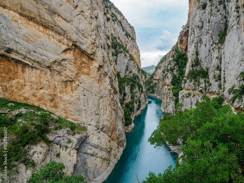 Montrebei gorge over Canelles reservoir , Catalonia, Spain.