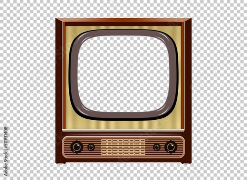 Vector retro television mock up isolate on transparent grid