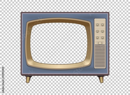 Vector retro television mock up isolate on transparent grid