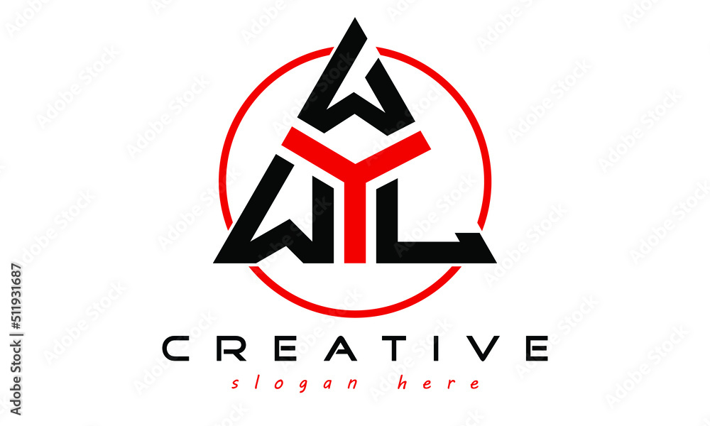 WWL three letter creative triangle shape in circle logo design vector ...