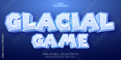 Ice text effect, editable glacial game and cartoon text style