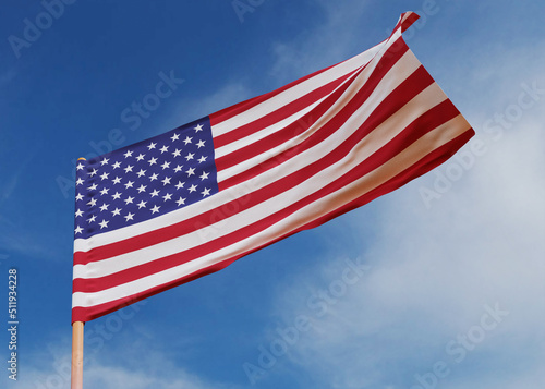 3d visualization, waving flag of the country, patriotic symbol of the state - United States of America