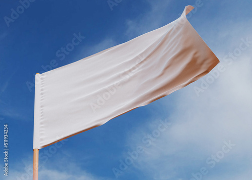 3d visualization  waving flag of the country  patriotic symbol of the state - White flag  peaceful