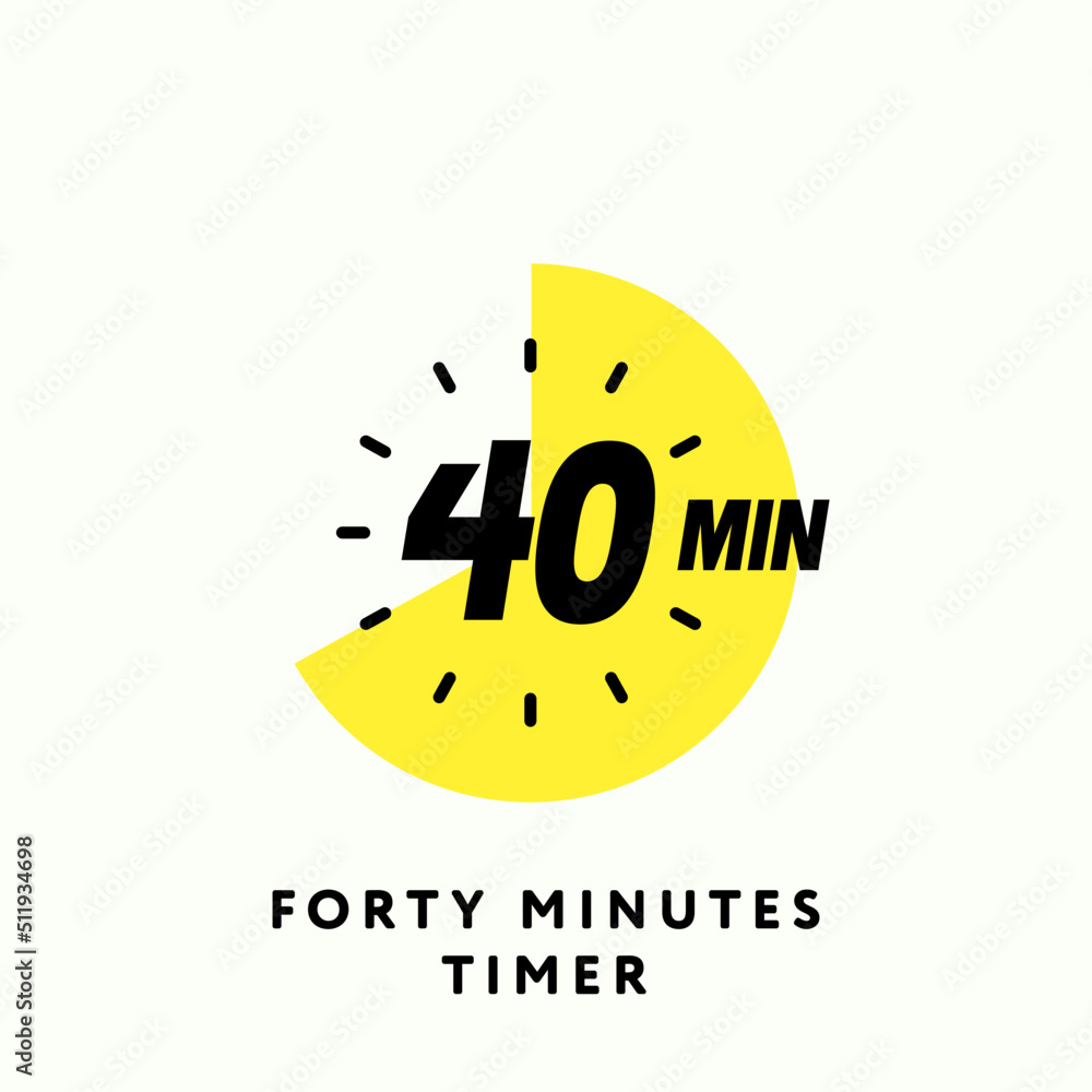 40 Minutes Timer Icon, Modern Flat Design. Clock, Stopwatch