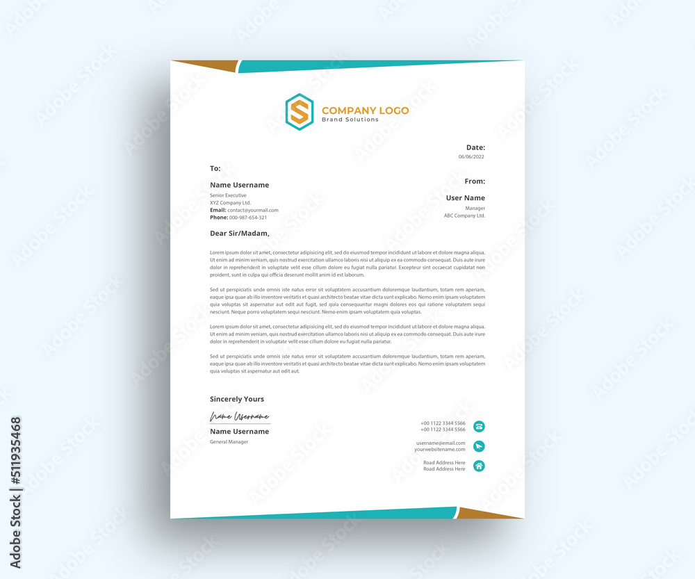Obraz premium elegant unique corporate formal letterhead Design template