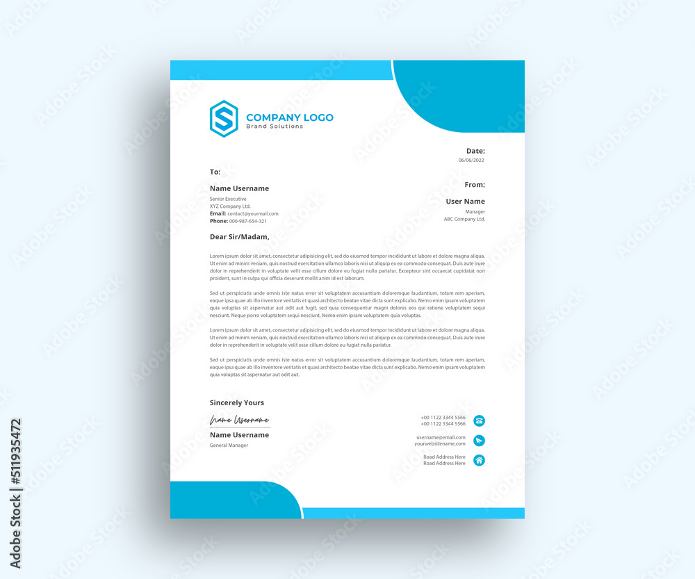 Obraz premium modern elegant corporate formal letterhead Design template