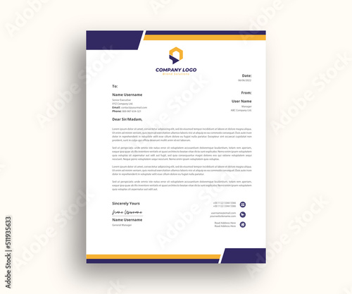corporate simple cover letter Design template