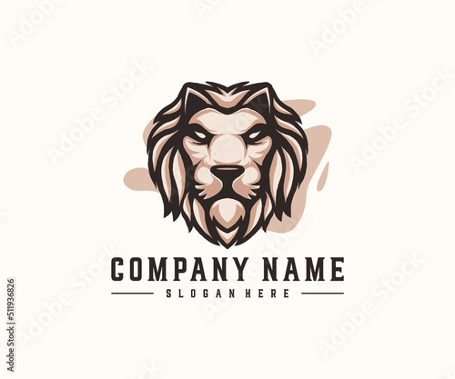 lion head logo mascot illustration.