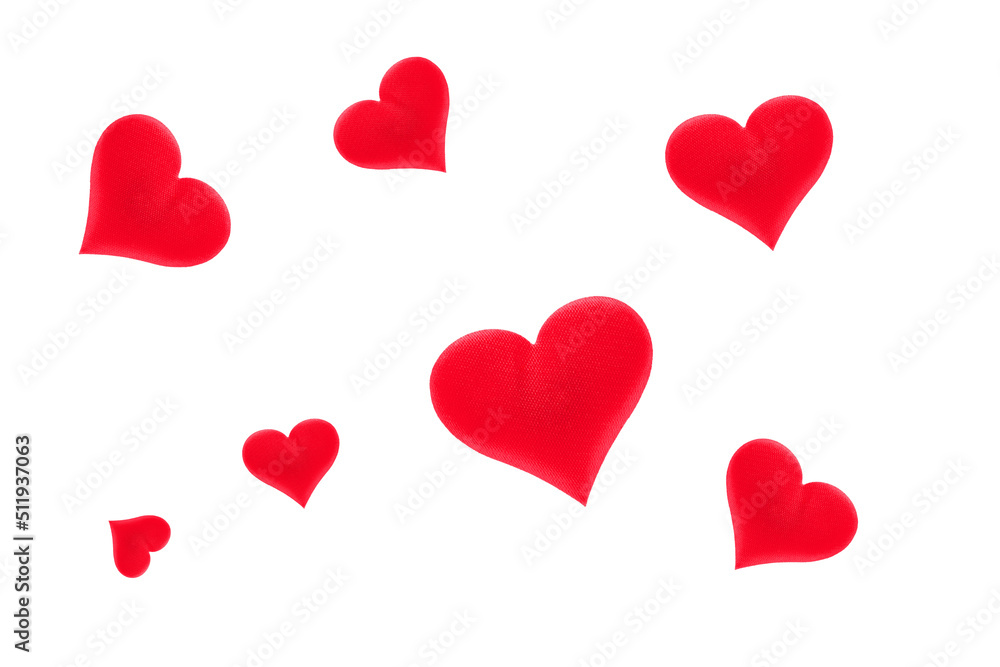 red hearts isolated on a white background