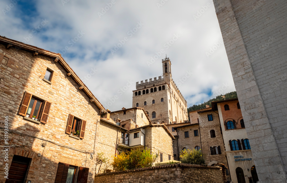 View of the medieval city centre of Gubbio (Umbria Region, central Italy). Is world famous as one of the city were lived St. Francis (Christian Italy’s Saint Patron). 