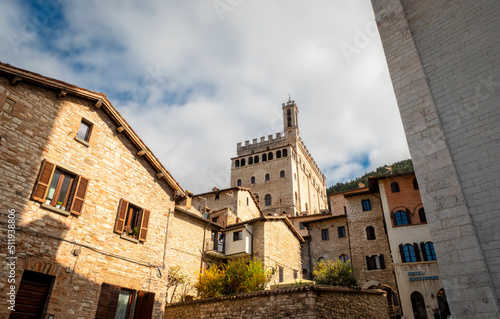 Fototapeta Naklejka Na Ścianę i Meble -  View of the medieval city centre of Gubbio (Umbria Region, central Italy). Is world famous as one of the city were lived St. Francis (Christian Italy’s Saint Patron). 