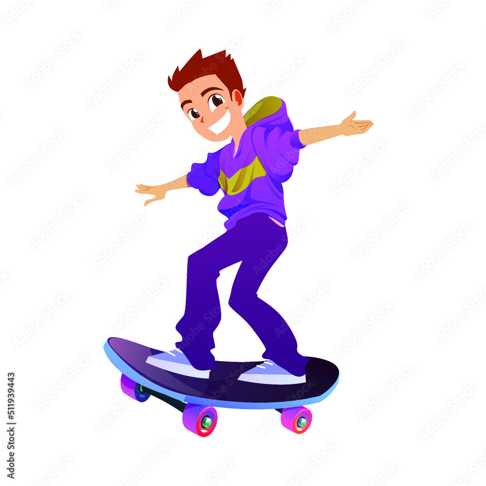 Cool boy on skateboard