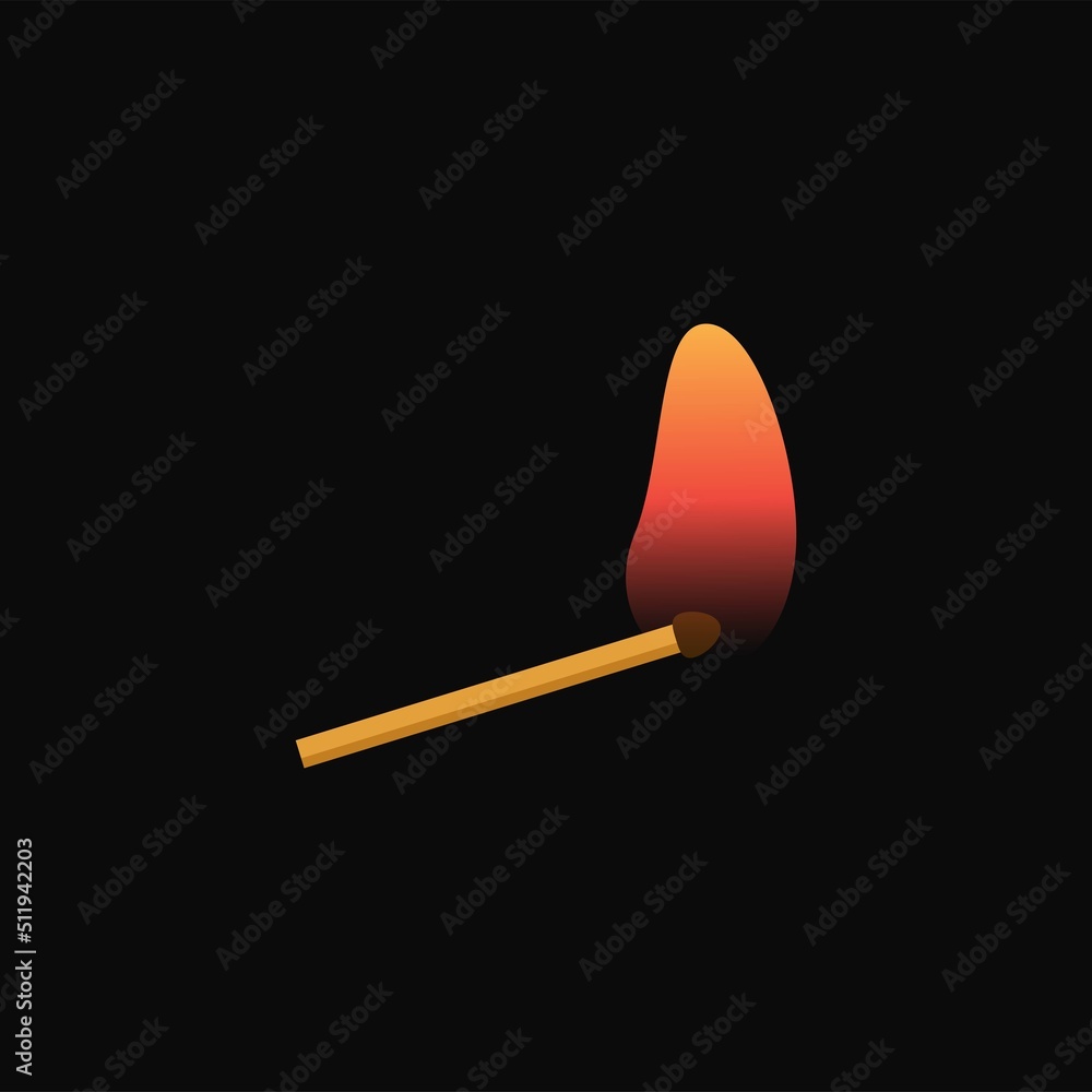 Vector wooden lighter in flat style isolated on black background Vector wooden lighter in flat style isolated on black background