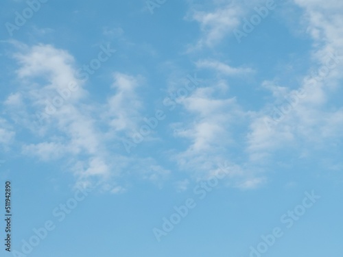 Full frame of pretty blue sky with pale white cloud formation