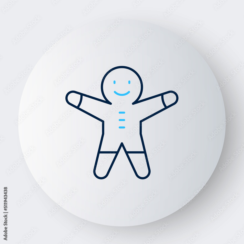 Line Holiday gingerbread man cookie icon isolated on white background. Cookie in shape of man with icing. Colorful outline concept. Vector Line Holiday gingerbread man cookie icon isolated on white background. Cookie in shape of man with icing. Colorful outline concept. Vector