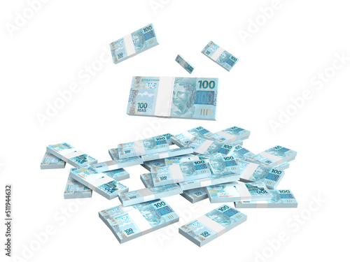 100 REAIS DINHEIRO BRASIL 3D RENDER, CEM REAIS ISOLADO