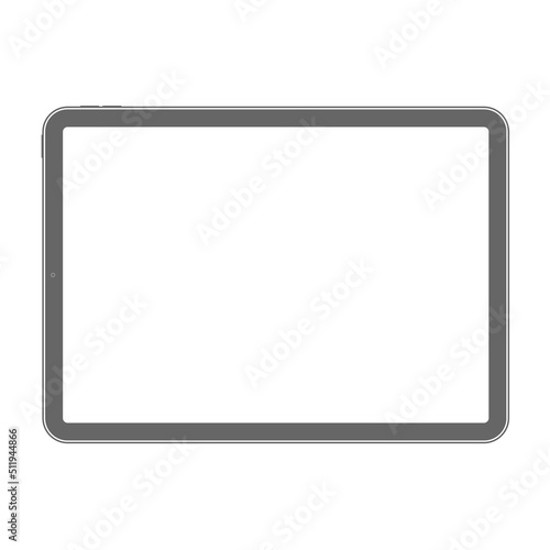 Black frame white display digital ipad air tablet. Vector stock illustration.