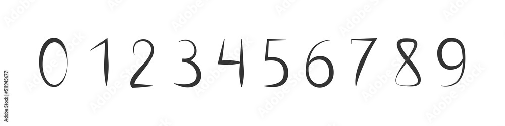 Icon with numbers from zero to ten with lines of different thickness. Icon with numbers from zero to ten with lines of different thickness.