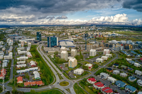 Aerial View of the Rapidly Growing Reykjavik Suburb of Kópavogur, Iceland