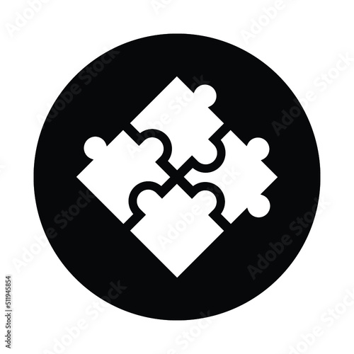 Puzzle, solution icon. Black vector Illustration.