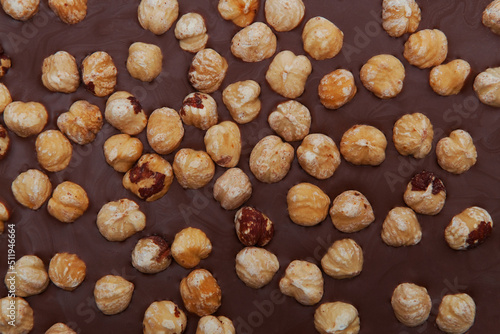 Top view of chocolate with nuts