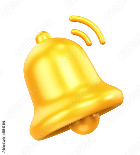 Yellow social media notification ringing bell icon set isolated on white background