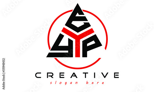 YEP three letter creative triangle shape in circle logo design vector template. typography logo | Letter mark logo | initial logo | wordmark logo | minimalist logo | gaming logo | emblem logo
