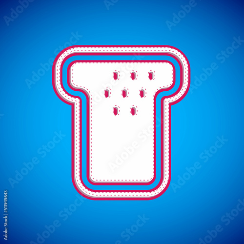 White Bread toast for sandwich piece of roasted crouton icon isolated on blue background. Lunch, dinner, breakfast snack. Vector