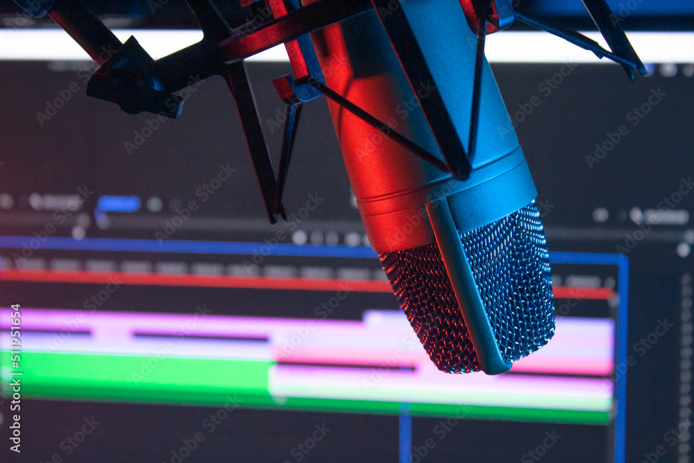 Audio editing and Microphone Stock Photo Adobe Stock