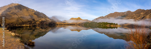 Moke Lake, near Queenstown, New Zealand, on an early winter morning. 