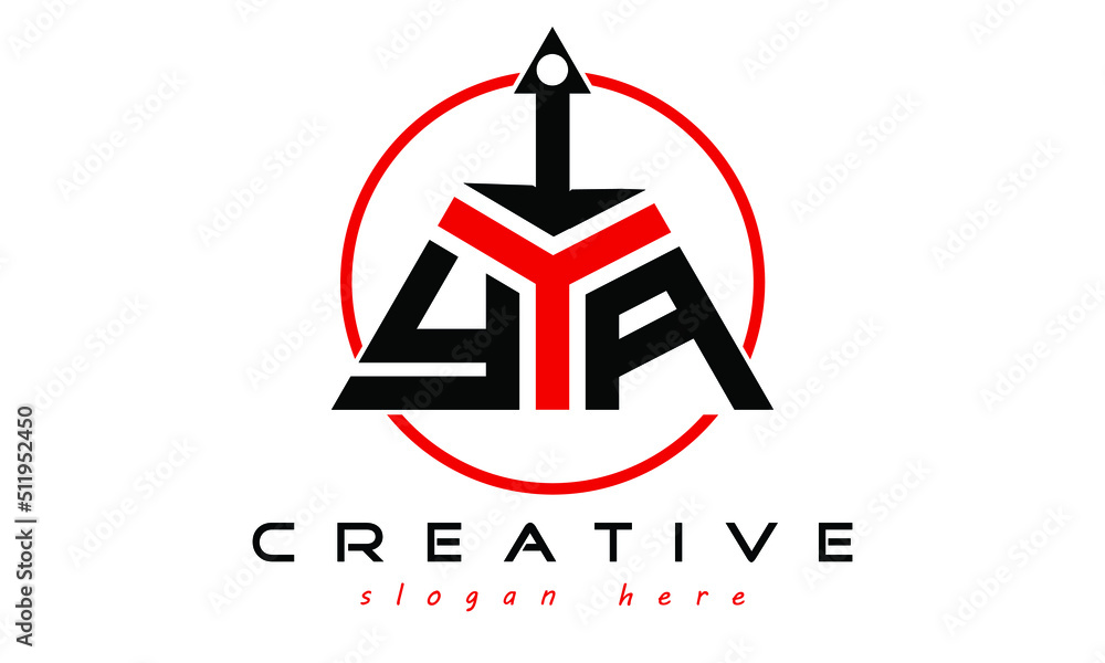 YIA three letter creative triangle shape in circle logo design vector ...