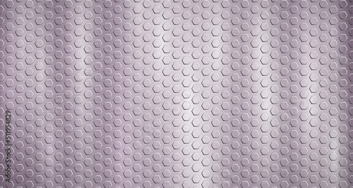 Abstract metallic background in purple colors with highlights and a small voluminous convex hexagonal plates