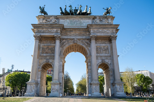 "Arco della Pace" (Arch of Peace), Porta Sempione, Milan, Italy.