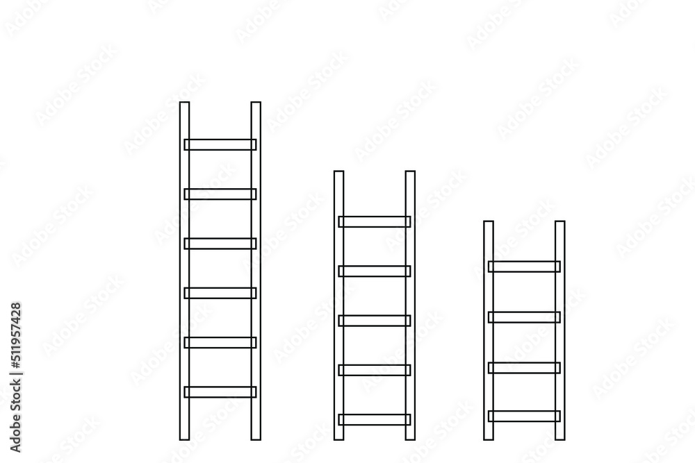 stairs, ladders growing in three different heights stairs, ladders growing in three different heights