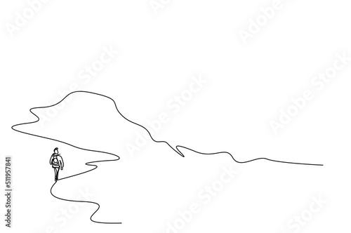 an adventurous tourist in nature walking discovering having a vacation