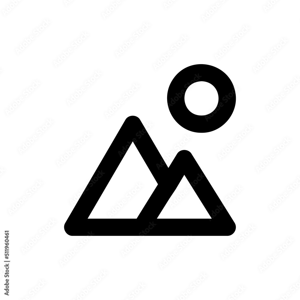 Mountains and sun line icon. linear style sign for mobile concept and web design. Mountain landscape outline vector icon. Vector EPS 10 Mountains and sun line icon. linear style sign for mobile concept and web design. Mountain landscape outline vector icon. Vector EPS 10